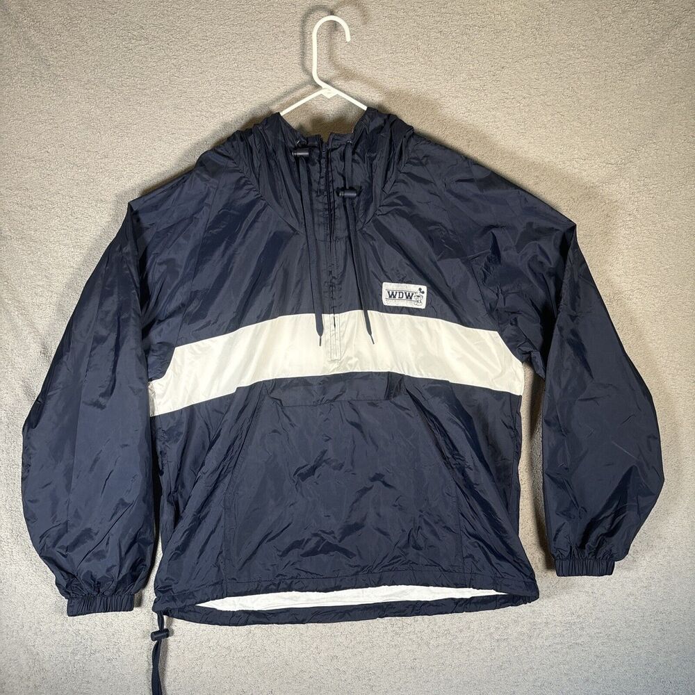 Walt Disney World Windbreaker Anorak Size XL Fleece Lined‎ Navy Blue & White
